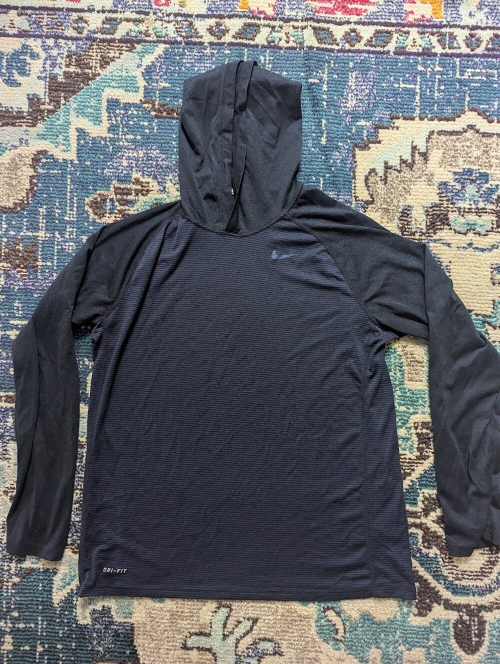 Nike Lightweight Running Hoodie Men Large Navy Blue Dri-FIT Pullover 620856-478